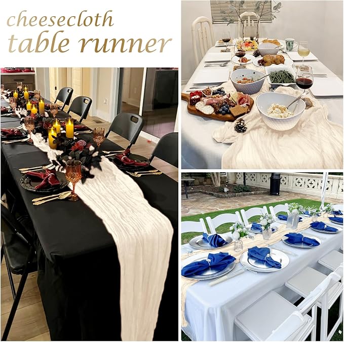 25 Pack Ivory Cheesecloth Table Runner 17 x 108 Inch Gauze Table Runner Fabric - Image 7