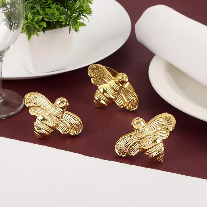 ALPHA Living HOME Bee Napkin Ring Serviette Rings Set of 12 Metal Napkin Ring - Image 6