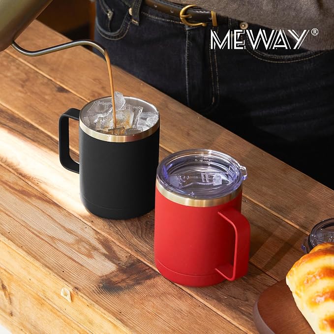 MEWAY 12oz Coffee Mug With Handle 2 Pack Bulk, Stainless Steel Insulated Travel - Image 6