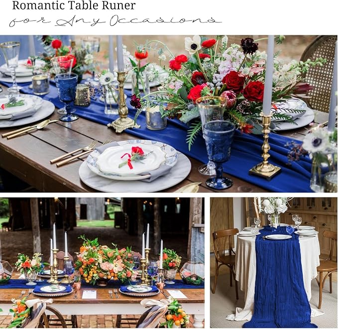 10 Pack Royal Blue Cheesecloth Table Runner 17x108 Inch Boho Gauze Cheese Cloth - Image 6