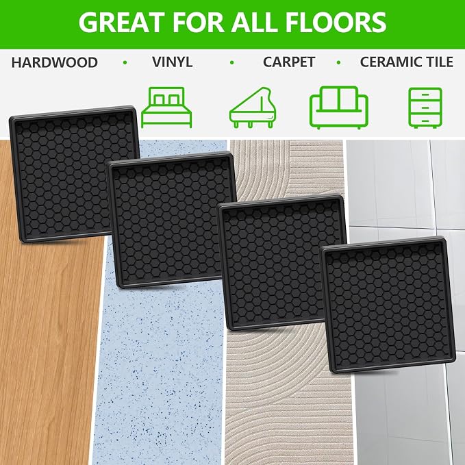 Non Slip Furniture Pads- 3"x3" Square Anti Skid Caster Cups Furniture Coasters - Image 6