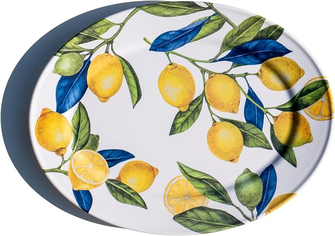Lemon Orchard 16.9" x 13" Oval Melamine Serving Platter, Durable Indoor/Outdoor by Unknown