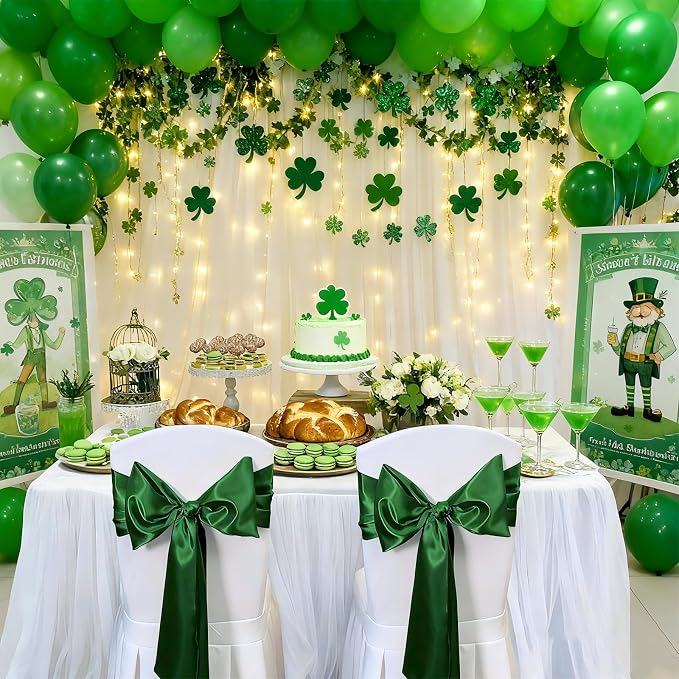 Forest Green Satin Table Runners 12x108 inch 5 Pcs Bright Satin Silk Fabric | - Image 6