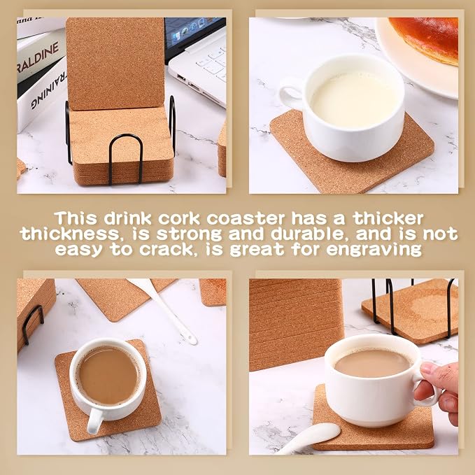 120 Pcs Square Cork Trivets 4 x 4 x 0.2 Inch Cork Coasters - Image 6