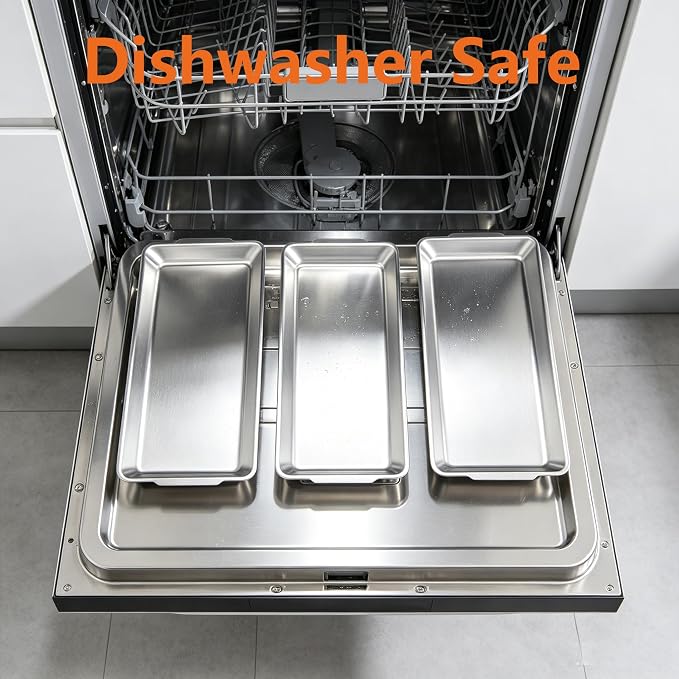 12.6" x 6.3" Dessert Tray Pastry Tray Set of 3, Stainless Steel Heavy-Duty - Image 6