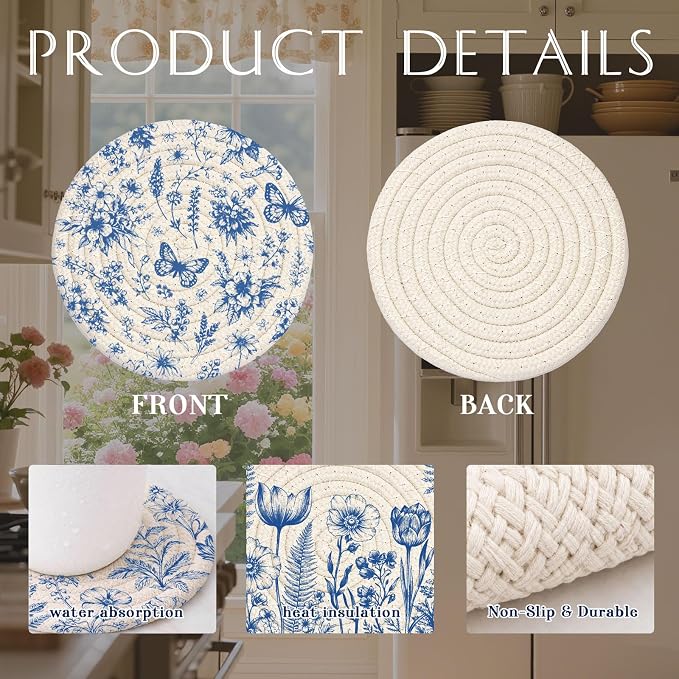 Cotton Woven Coaster Set of 9, 4.3In Fabric Coasters - Image 3