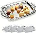 4-Pack Large Rectangle Silver Serving Trays, 15.4" x 9.3" Stainless Steel by KikkavoLLC