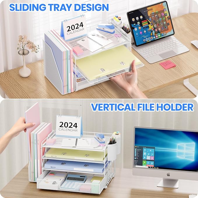 Desk Organizer, 4-Tier Desktop File Organizer - Image 6