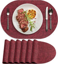 Placemats for Dining Table Set of 6 Non-Slip, Heat Resistant Oval Leather by Delicateandelegantplacemats