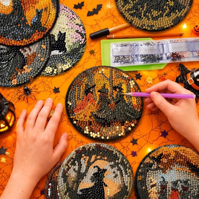 8 Pack Witch Diamond Art Coasters Kits- Diamond Painting Coasters Kit | - Image 6