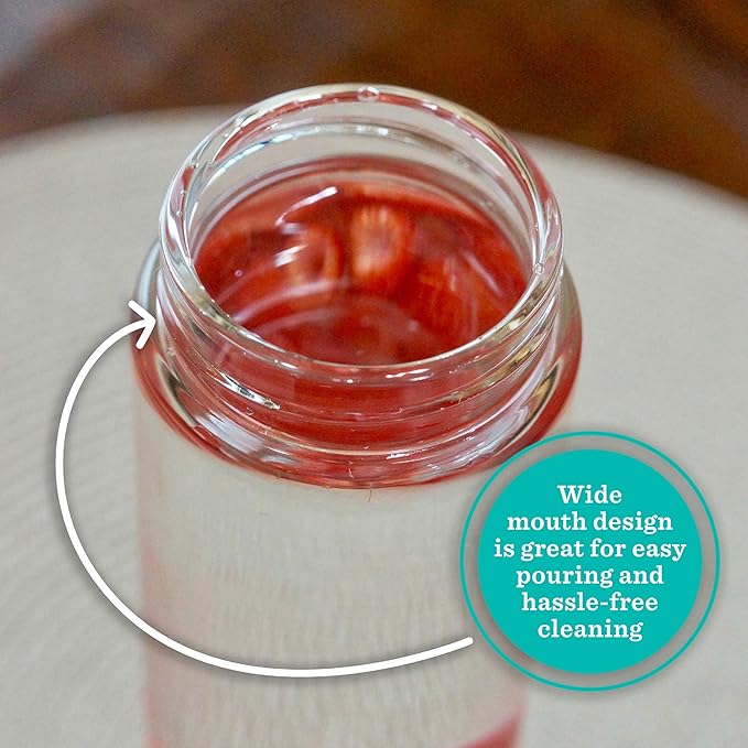 16oz Juice Bottles, Wide Mouth Glass Water Bottles & Stainless Steel Lids | - Image 2