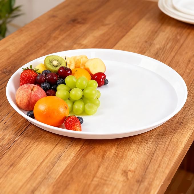 4 Pack Round Restaurant Serving Trays, Plastic Food Service Tray | Fast Food - Image 6