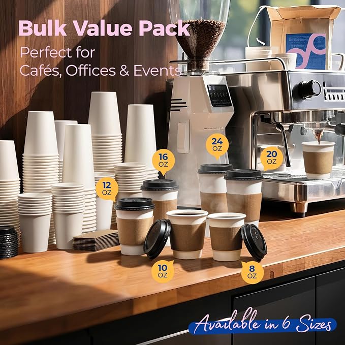 Fit Meal Prep 50 Pack 8 oz Disposable Coffee Cups - Image 7