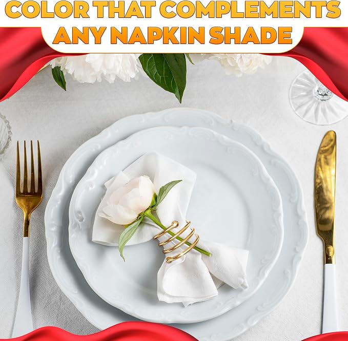Gold Napkin Rings Set of 8, Elegant Spiral Holders - Image 7