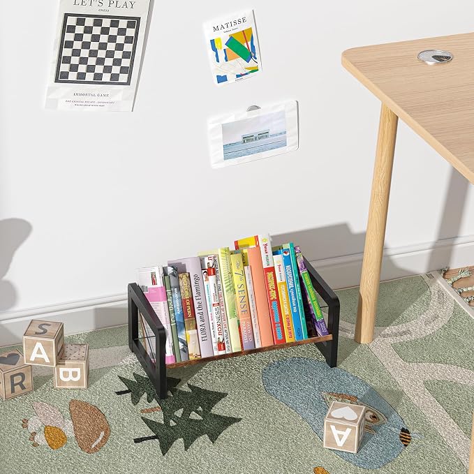 ELITEROO Desktop Bookshelf Organizer, Wood Slanted Desk Bookshelf, Small - Image 2