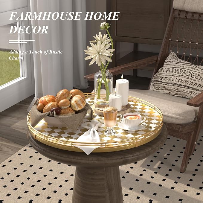 Gold and White Checkerboard Lazy Susan - Image 4