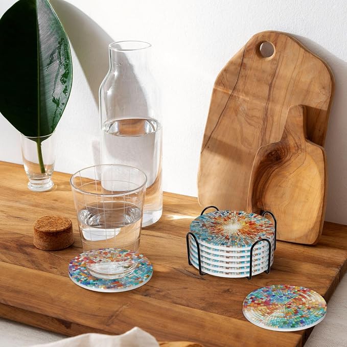 Coasters Set of 6, Coasters for Drinks Absorbent Stone - Image 9