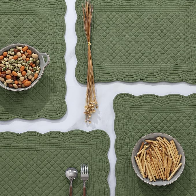 HOMBYS Quilted Placemats Set of 6 Washable-13x18 inches Rectangular Placemats - Image 5