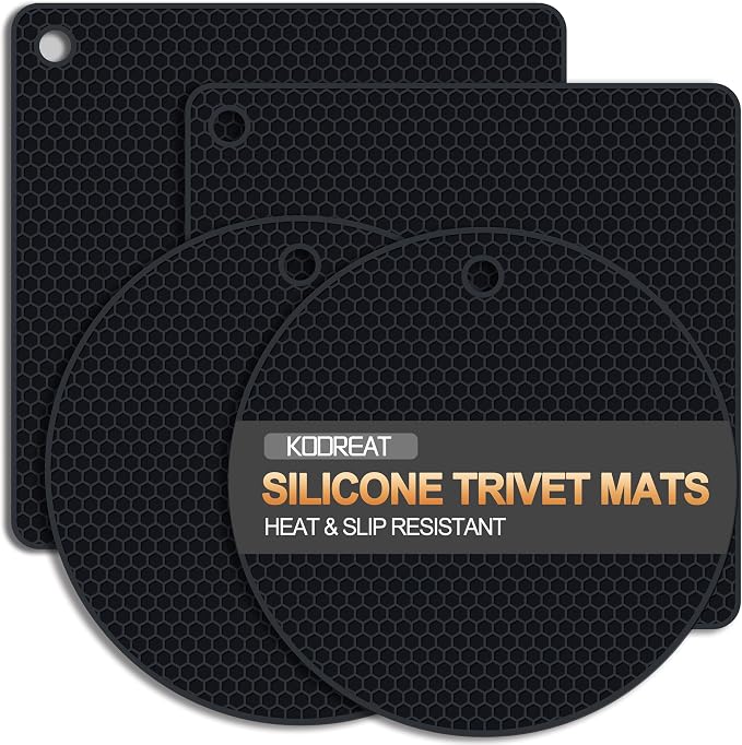 4 Pack Silicone Trivets for Hot Dishes | Heat-Resistant Non-Slip Hot Pads for by Kodreat-USDirect