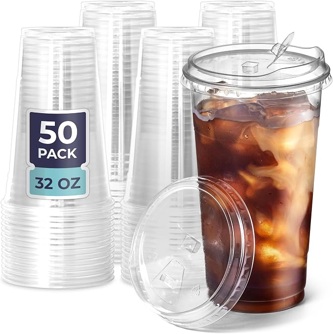 Fit Meal Prep 50 Pack 32 oz Clear Plastic Cups by FMPBRANDS