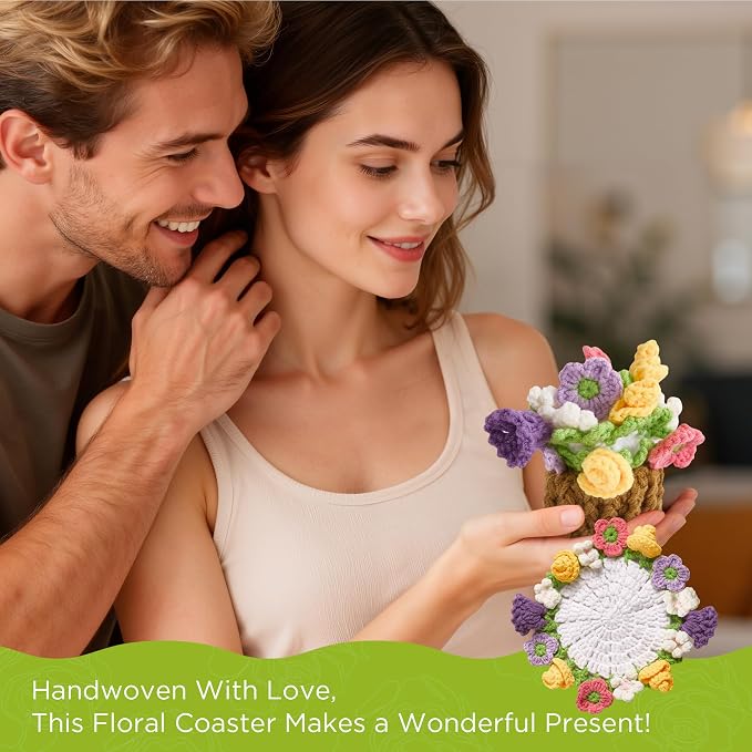 Crochet Flower Coasters, Handmade Bouquet Coasters - Image 7