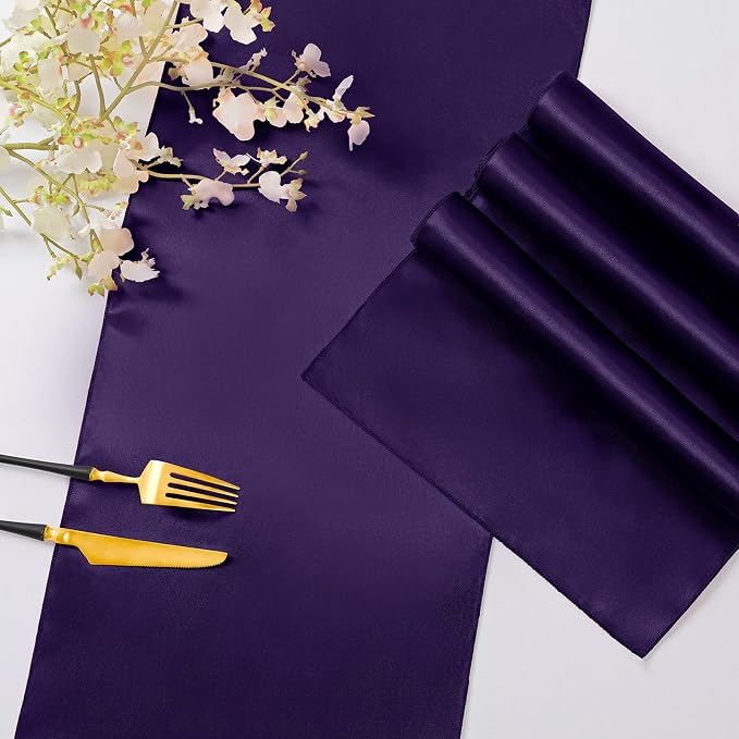 Horbaunal 24 Pack Purple Satin Table Runner 12 x 108 Inch | Smooth Table Runners - Image 5