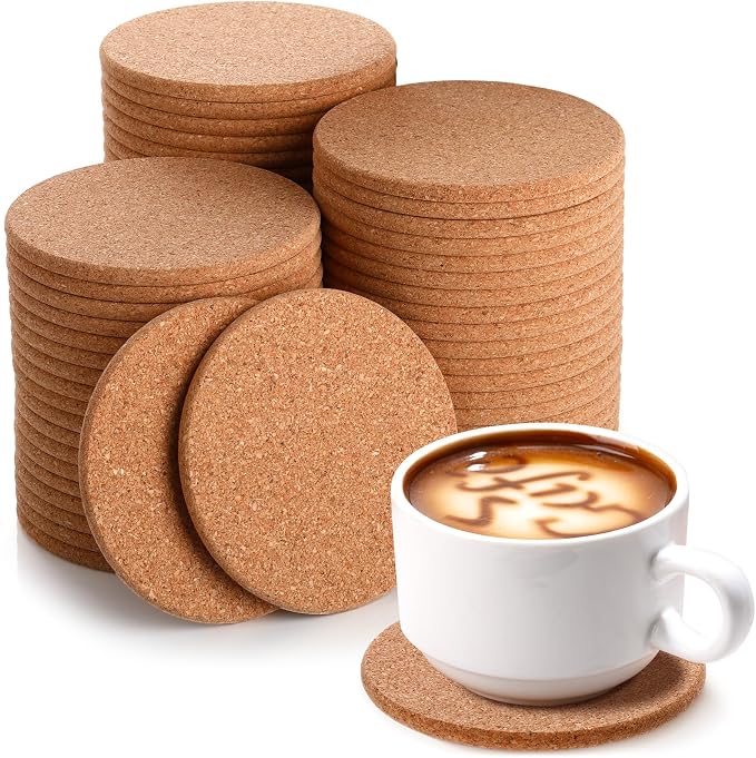 Lallisa 50 Pcs Cork Coasters for Drinks, Thick Absorbent Cork Coasters Bulk by Lallisa