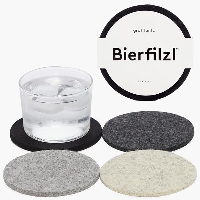 Graf Lantz - Bierfilzl Merino Wool Round Coasters Set of 4 - Noir - Absorbs 30% by GrafLantz
