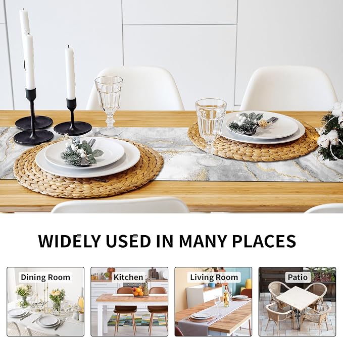 Marble Table Runner 13x36 Inch Gold Grey Table Dresser Runners Modern Table - Image 3