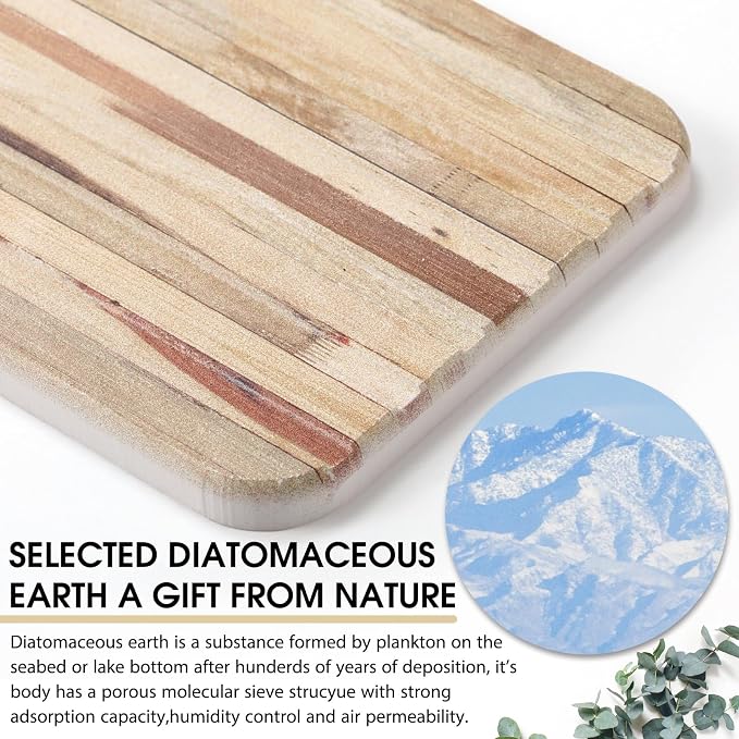 2Pcs 8.6x4'' Water Absorbent Diatomite Coasters Diatomaceous Earth Drying Mat - Image 4