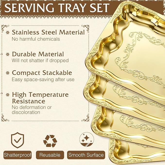 FoldTier 4 Pack Serving Trays Set - Image 4