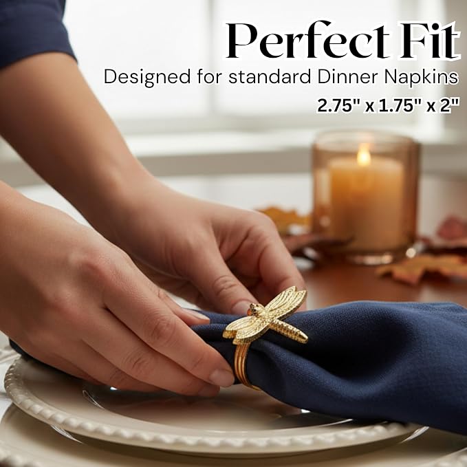ALPHA Living HOME Napkin Rings, Napkin Ring Set of 12, Napkin Holders - Image 3