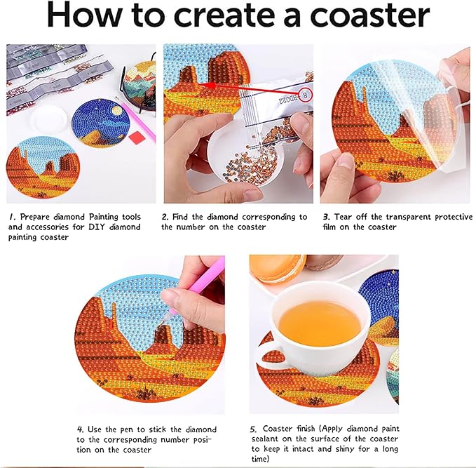 Mrnsiet 8PCS Landscape Diamond Art Coasters - Image 5