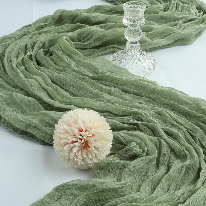 6 Pack 10Ft Sage Green Cheesecloth Table Runner 23 x 120 Inch | Gauze Rustic - Image 3