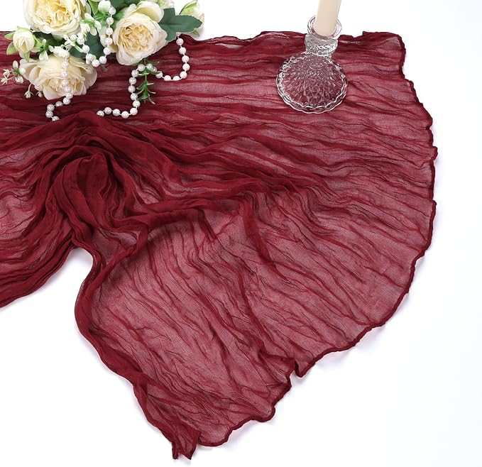 12 Pack Burgundy Cheesecloth Table Runner 10Ft Gauze Red Cheese Cloth Runner - Image 7
