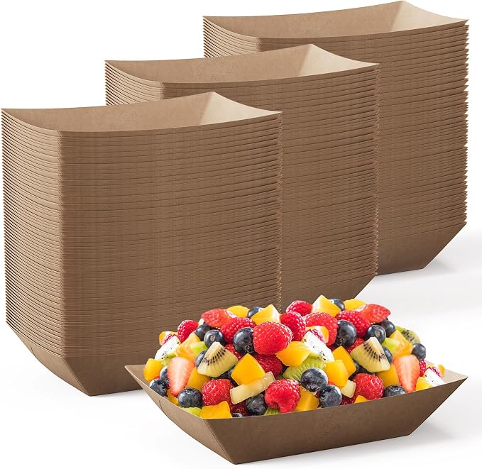 2lb Paper Food Tray 1000 Pack Disposable Paper Boat Serving Boat | Disposable by JOLLYCHEF