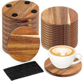24PCS Wood Coasters Round Wooden Coaster by AFOROEOA