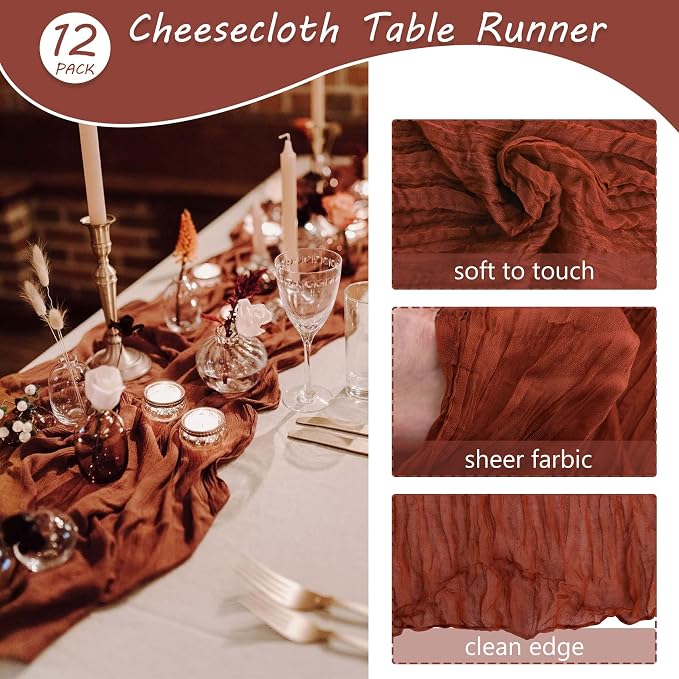 12 Pack 10Ft Cheesecloth Boho Gauze Table Runner - Image 4