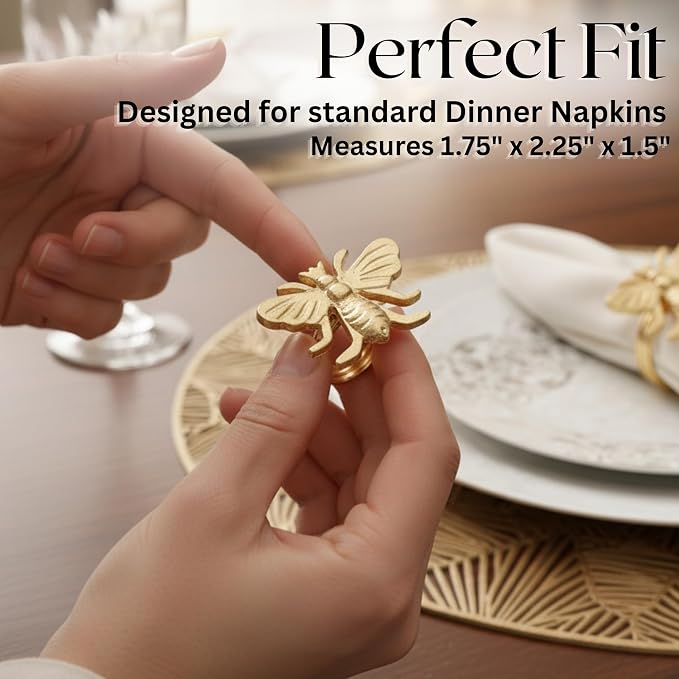 ALPHA Living HOME Decorative Bee Napkin Rings - Image 3
