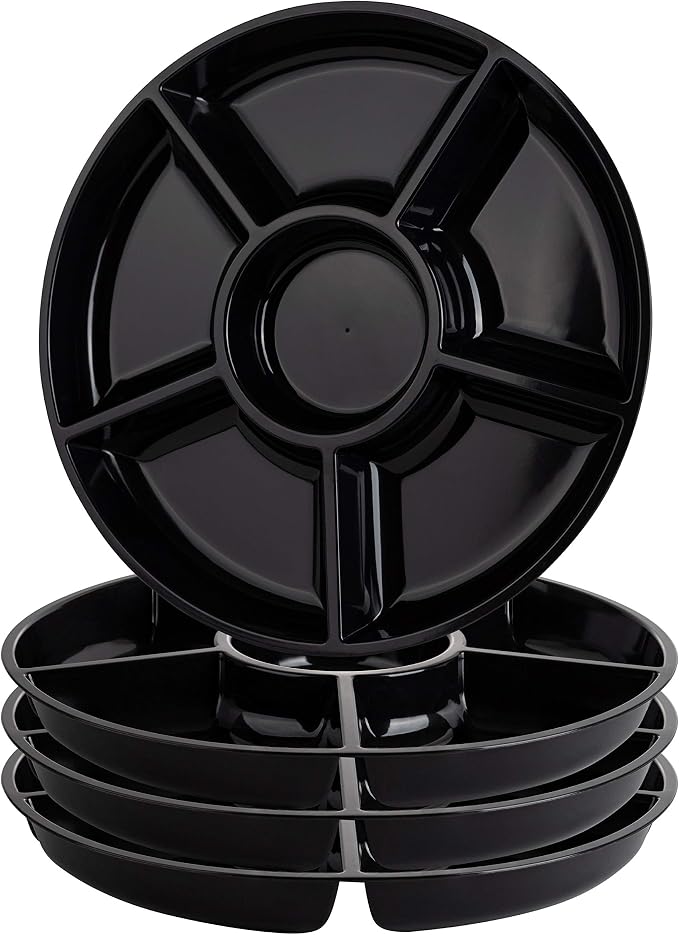 Plasticpro 6 Sectional Round Plastic Serving Tray/Platter by PLASTICPRO