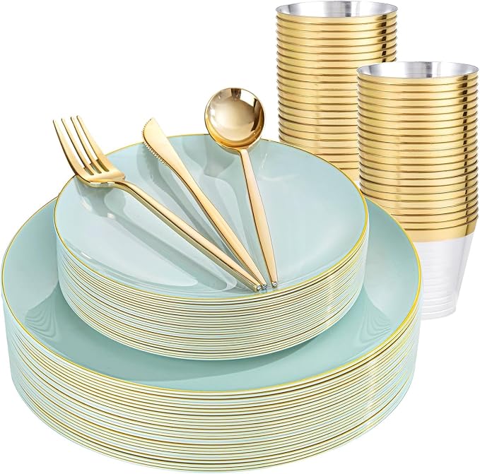 bUCLA 150PCS Green Plastic Plates by BUCLA