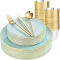 bUCLA 150PCS Green Plastic Plates by BUCLA