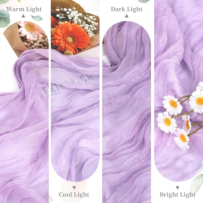 12 Pack Lavender Cheesecloth Table Runner 35x120inch, Boho Gauze Lilac Purple - Image 7