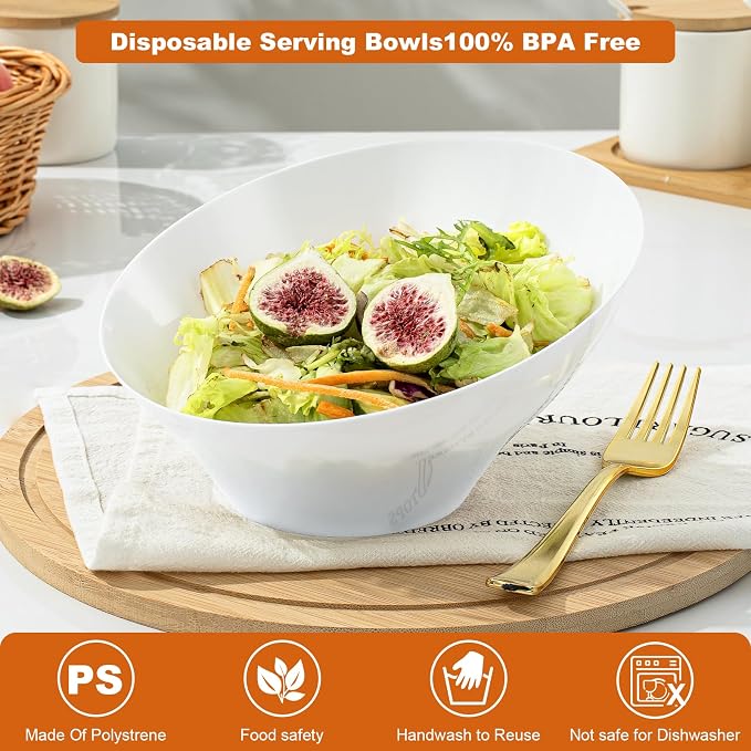 12 Pack white Plastic Serving Bowls - Image 4