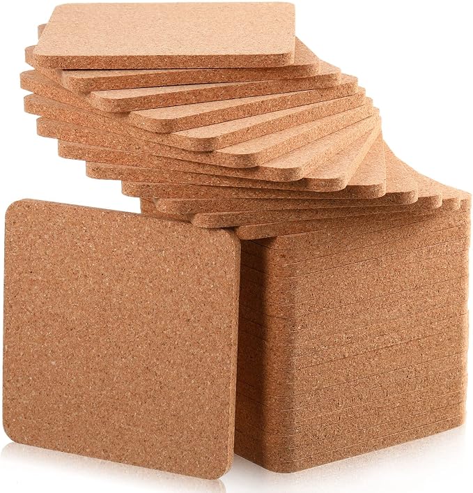 120 Pcs Square Cork Trivets 4 x 4 x 0.2 Inch Cork Coasters by Tuanse