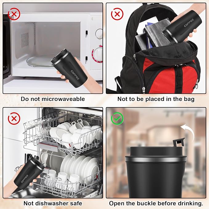 MOMSIV 12oz Travel Coffee Mug, Insulated Coffee Cup - Image 5