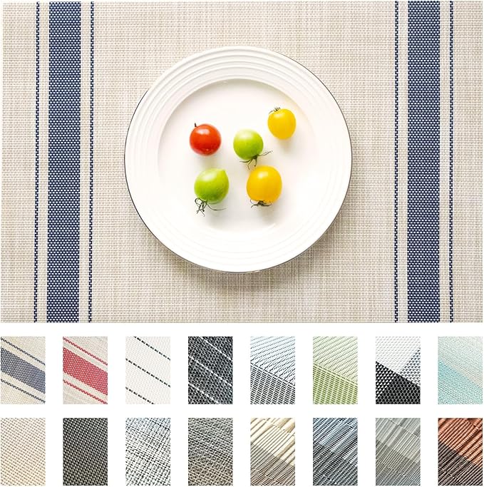 Placemats Set of 4 Vinyl/Plastic Woven Place Mats by Unknown