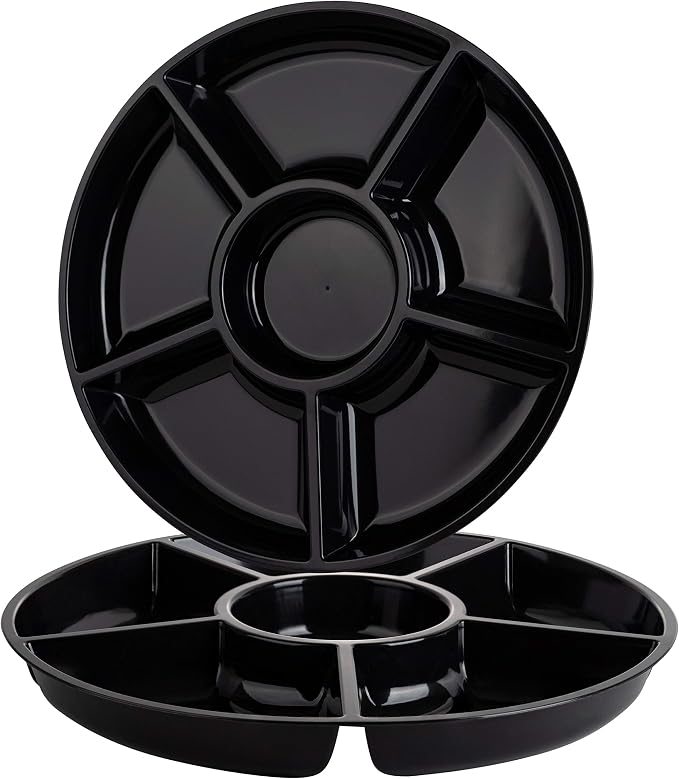Plasticpro 6 Sectional Round Plastic Serving Tray/Platter by PLASTICPRO