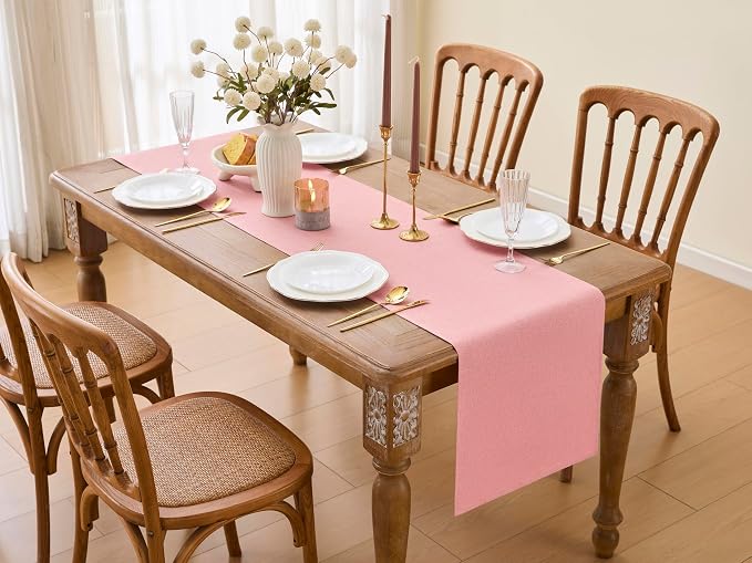 YATOJUZI Pink Table Runner Valentines Day Kitchen Dining Coffee Table - Image 6
