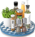 Blue and White Checkerboard Lazy Susan by AMH